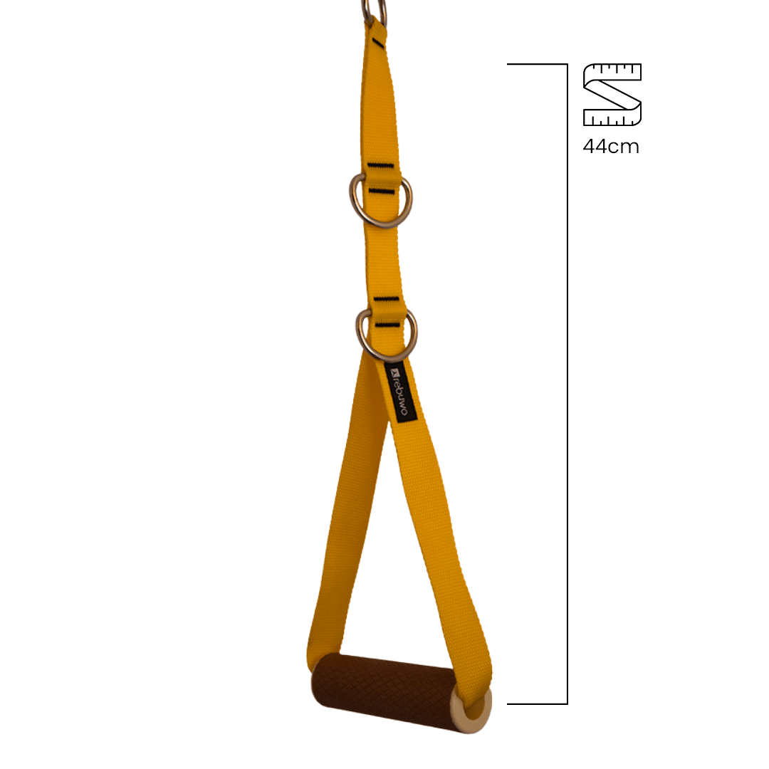 Rebuwo 3 Kademeli Ayarlanabilir Cable Cross Elciği (1 Çift) - Kahverengi Tutacaklı Sarı Fitness Ağırlık Çekiş / Reformer Egzersiz Aparatı