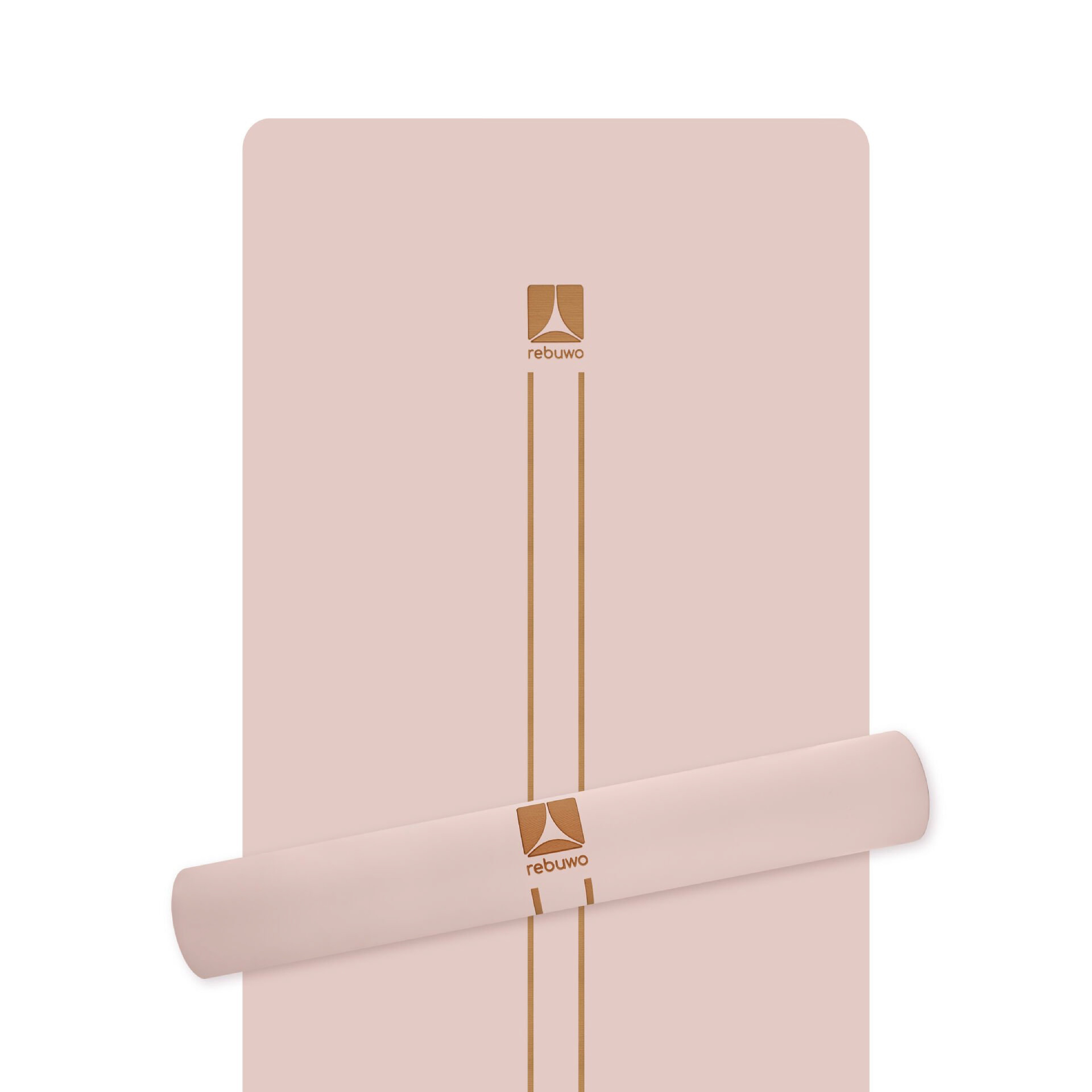 Rebuwo Çizgi Tasarımlı 5mm Ekstra Kaydırmaz Doğal Kauçuk Yoga Matı Pilates Mat Soft Pembe