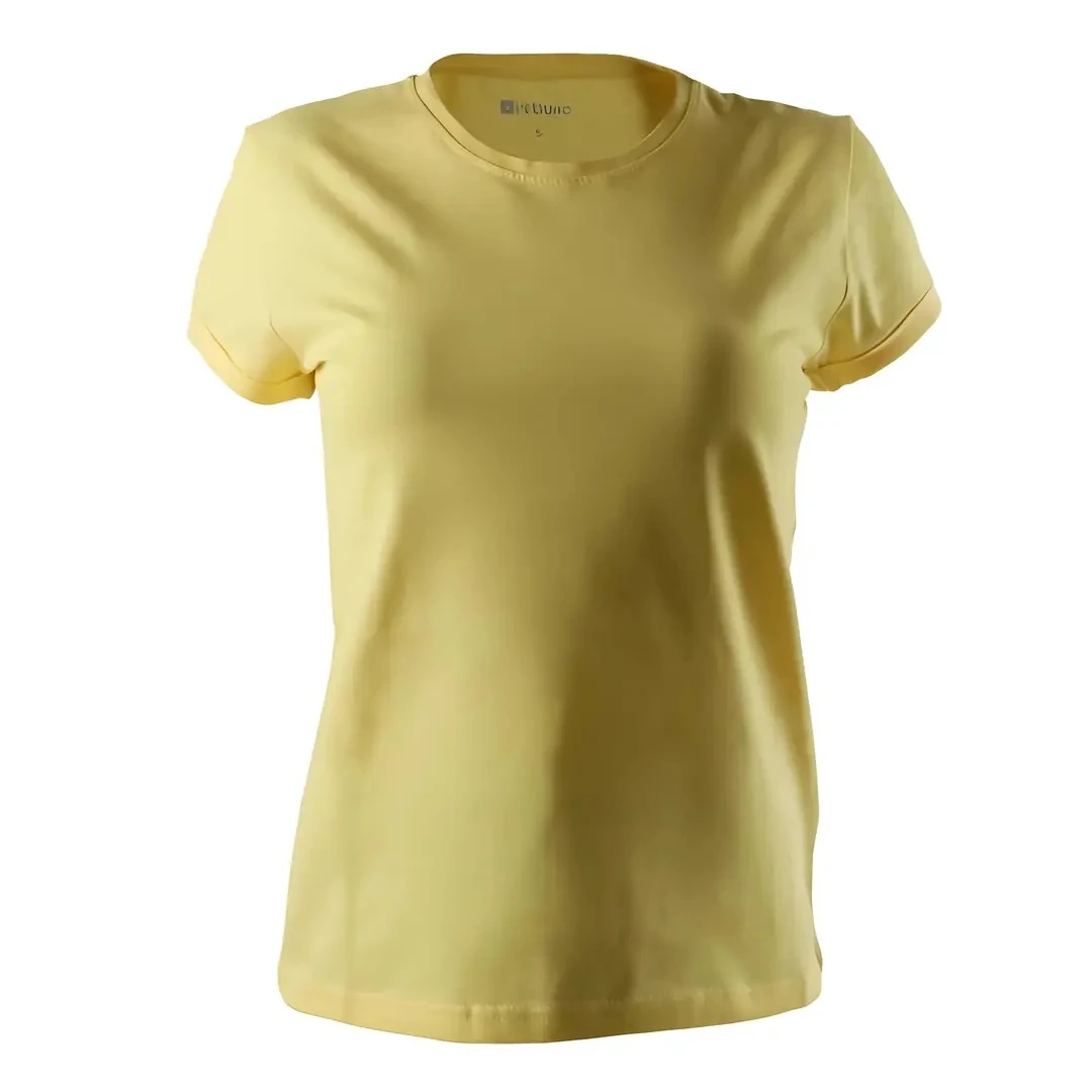 Rebuwo Kadın %100 Pamuk Sarı Tshirt - Bisiklet Yaka, Kısa Kollu, Nefes Alabilen Kumaş