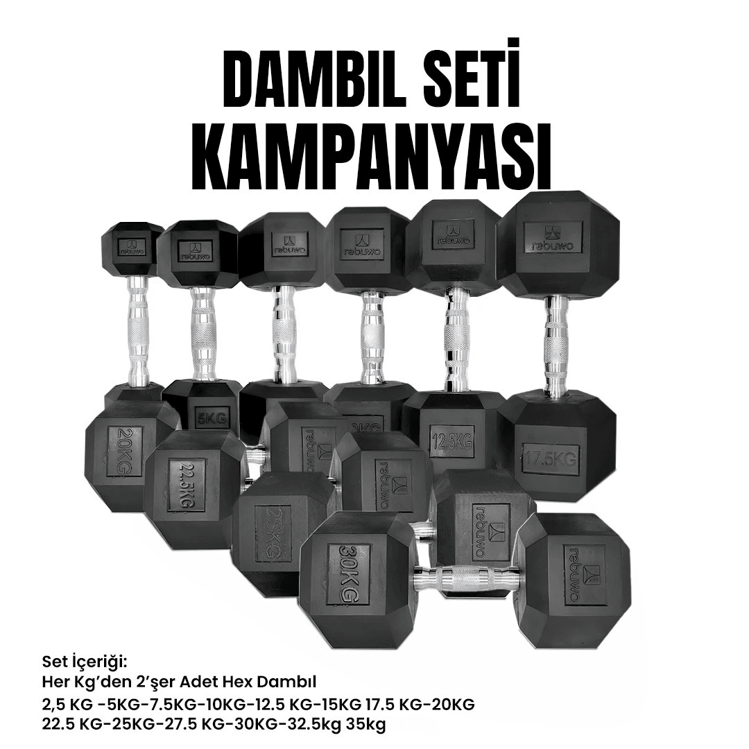 Rebuwo Hex Dambıl Set (2,5KG-35 KG)