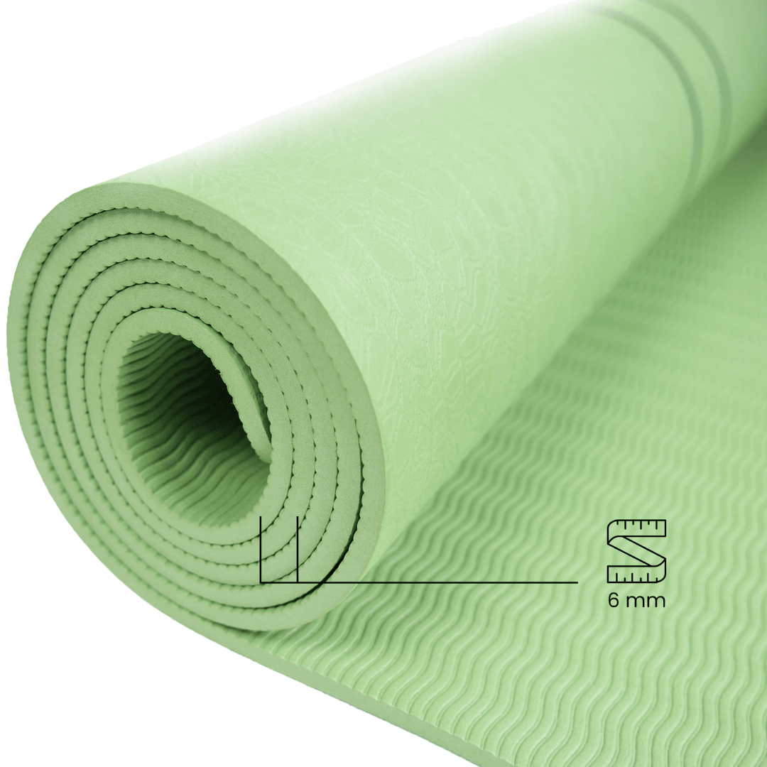 Rebuwo Çift Çizgi Tasarımlı Armonia Yoga Pilates Matı 6mm Kaymaz Hafif Taşınabilir - Koyu Yeşil