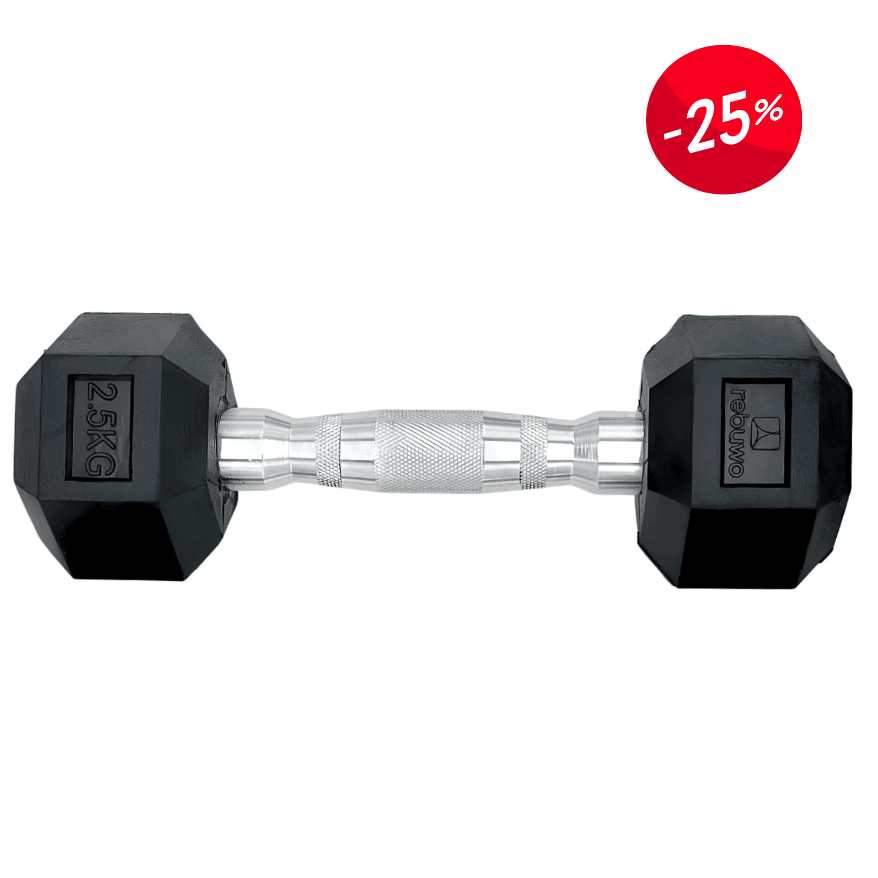 Rebuwo Hex Dambıl Kauçuk Altıgen Dambıl Hex Dumbbell 2.5 KG 1 Adet