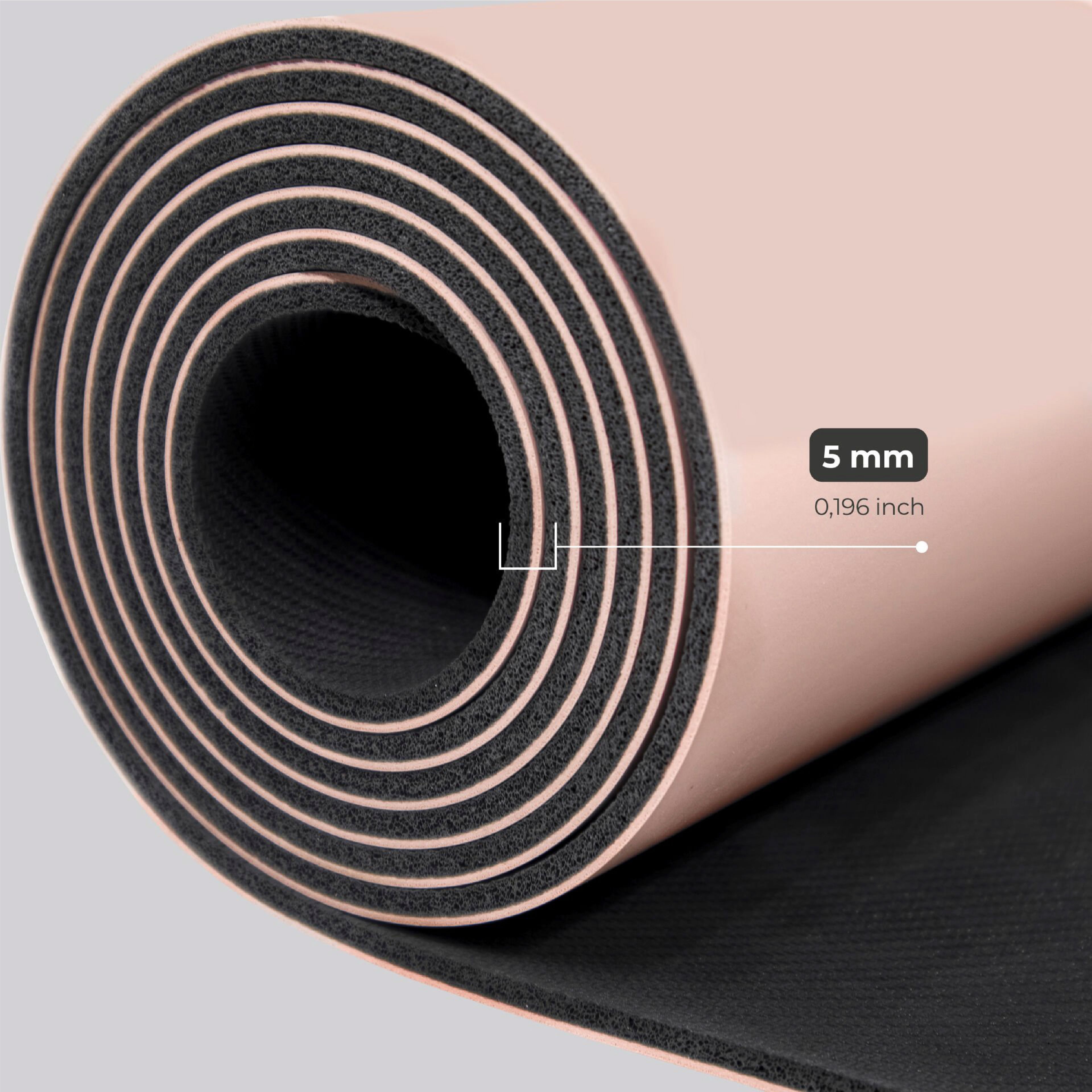 Rebuwo Çizgi Tasarımlı 5mm Ekstra Kaydırmaz Doğal Kauçuk Yoga Matı Pilates Mat Soft Pembe
