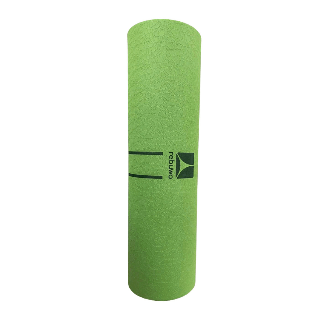 Rebuwo Çift Çizgi Tasarımlı TPE Yoga Pilates Matı 6mm Kaymaz Hafif Taşınabilir - Koyu Yeşil