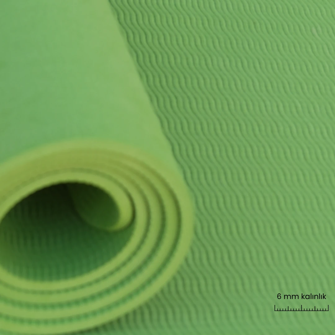 Rebuwo Çift Çizgi Tasarımlı Armonia Yoga Pilates Matı 6mm Kaymaz Hafif Taşınabilir - Koyu Yeşil