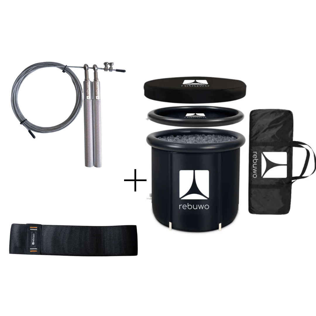 Rebuwo Soğuk Terapi Seti | 300 Litre Sporcu Buz Küveti + Hızlı Atlama İpi + 35 cm Pro Direnç Bandı