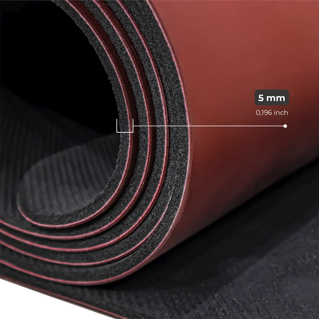 (OUTLET) Rebuwo Hizalama Tasarım 5mm Kauçuk Mat Kaydırmaz Yoga Mat Pilates Mat Bordo