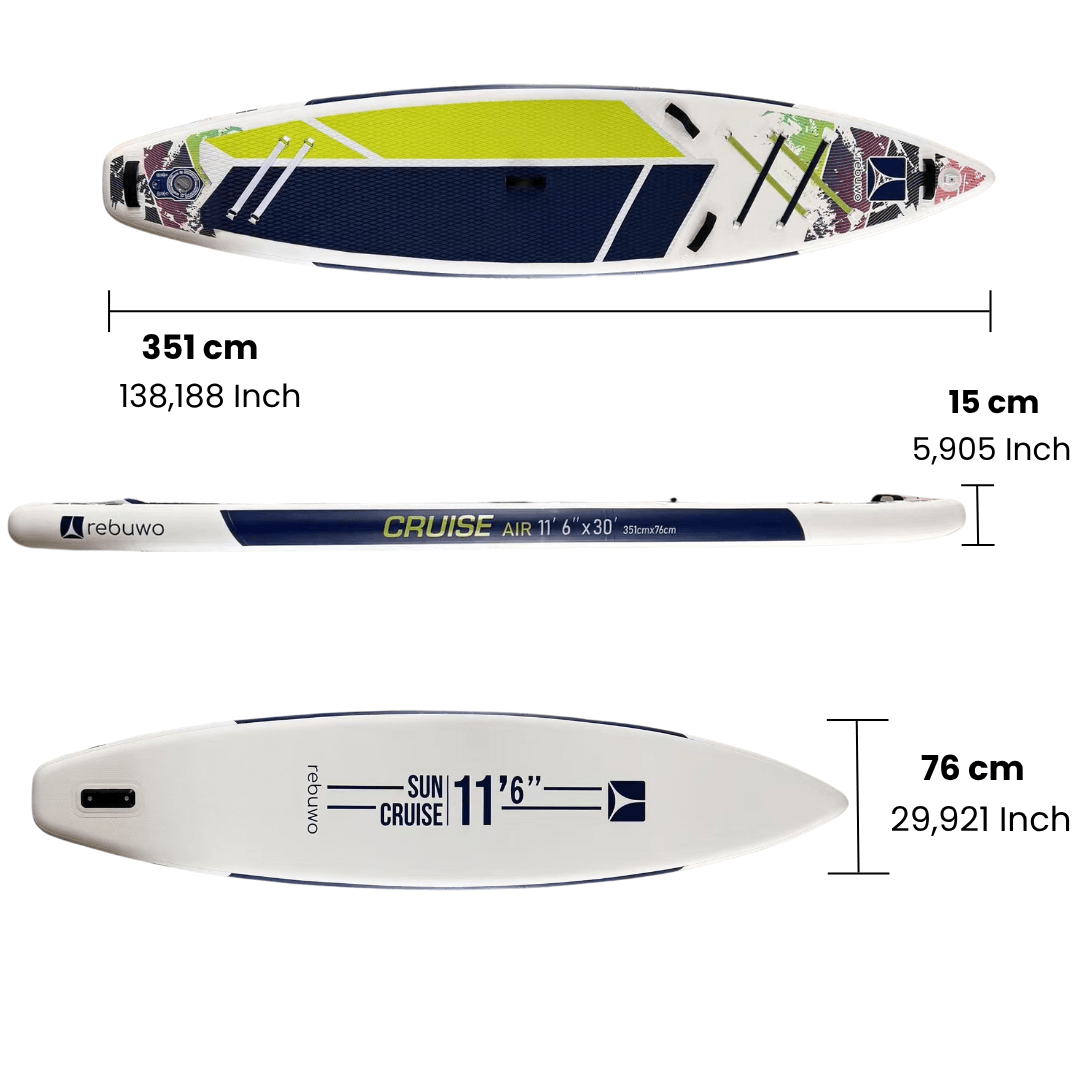 Rebuwo Pro Sup Şişme Sörf Tahtası Stand Up Paddle Board 76*351*15 Cm Yeşil Yarış Board