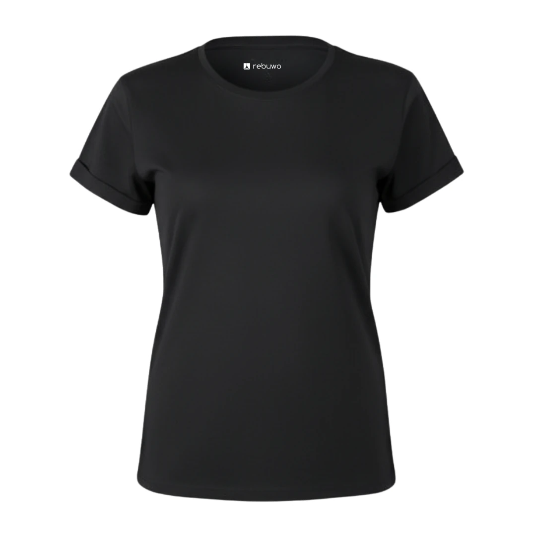 Rebuwo Kadın %100 Pamuk Siyah Tshirt - Bisiklet Yaka, Kısa Kollu, Nefes Alabilen Kumaş