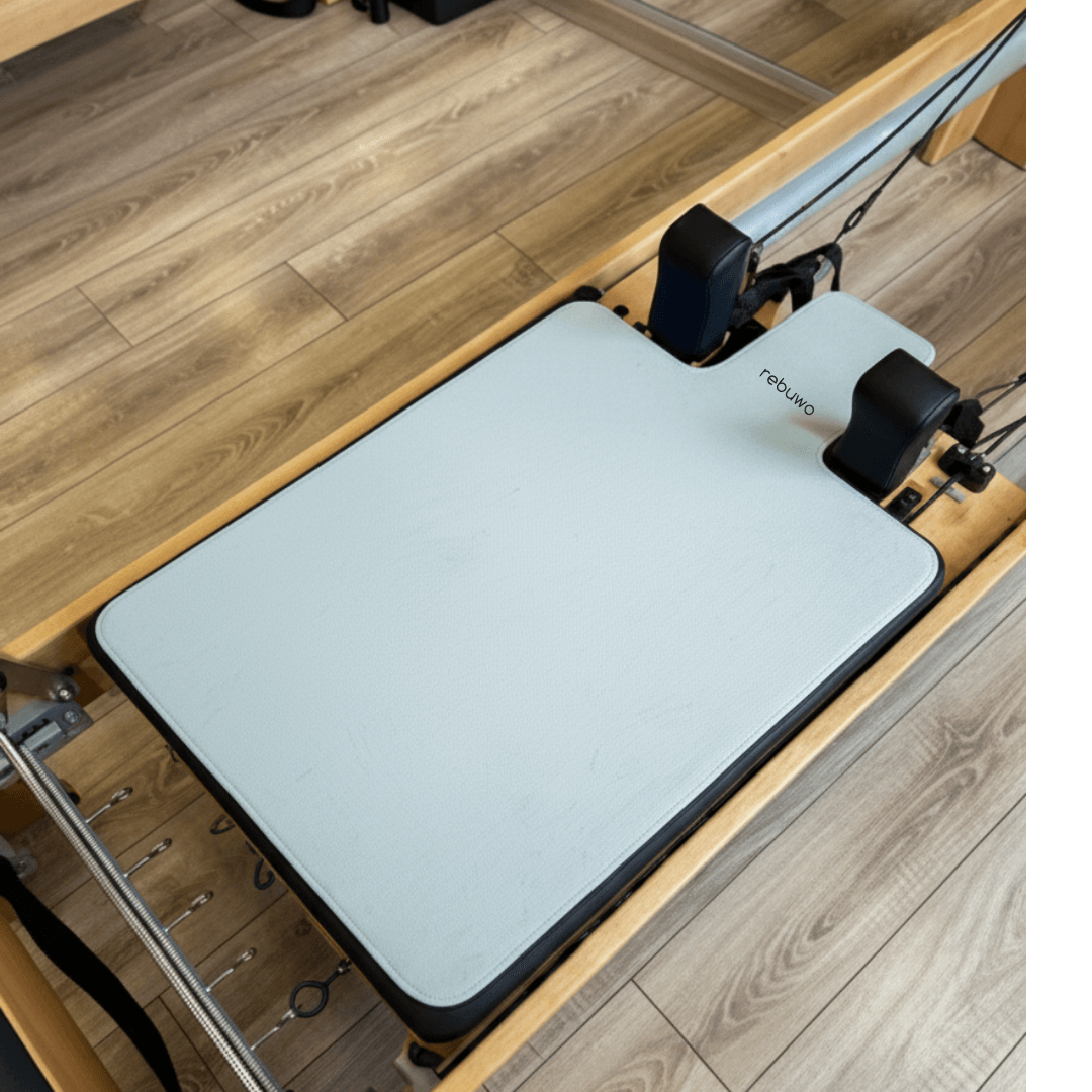 Rebuwo Beyaz Reformer Pilates Matı ve Başlık Seti - (103x61 cm) Kaymaz, Havlu Dokulu, Yıkanabilir