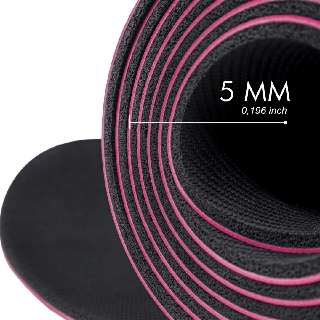 (OUTLET) Rebuwo Hizalama Tasarım 5mm Kauçuk Mat Kaydırmaz Yoga Mat Pilates Mat Pembe