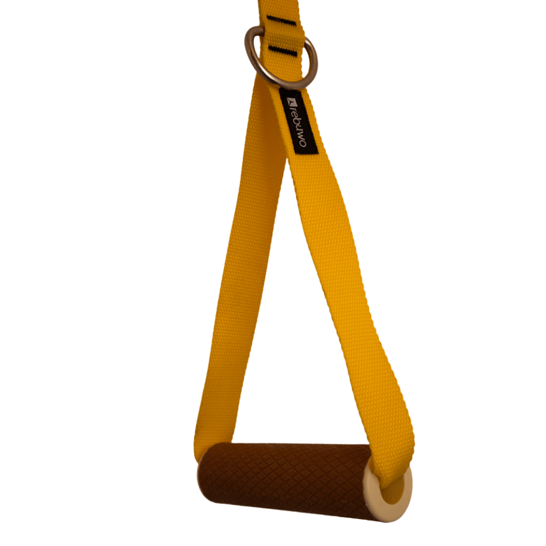 Rebuwo 3 Kademeli Ayarlanabilir Cable Cross Elciği (1 Çift) - Kahverengi Tutacaklı Sarı Fitness Ağırlık Çekiş / Reformer Egzersiz Aparatı