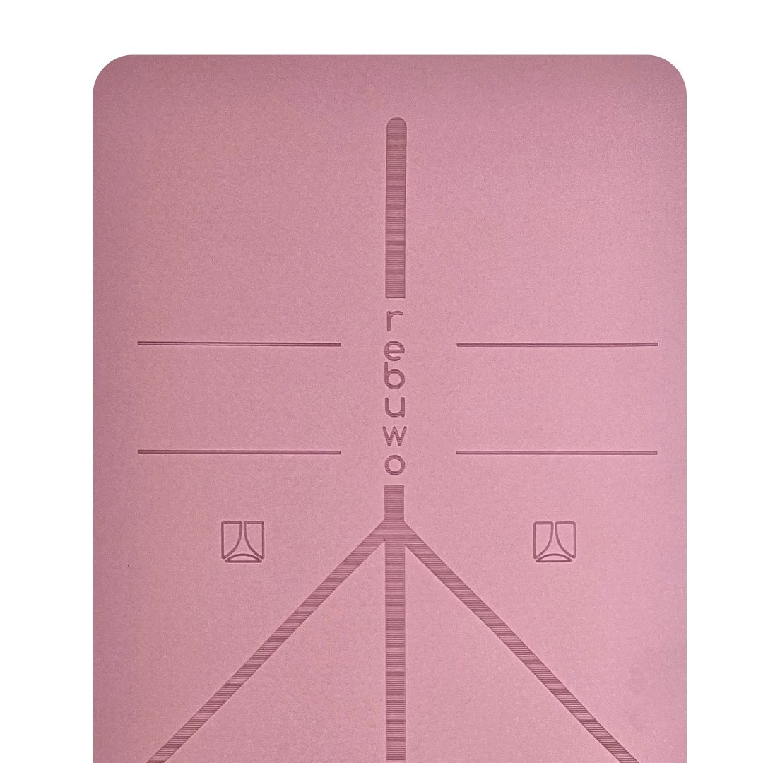 Rebuwo Hizalama Tasarımlı 5mm TPE Yoga Pilates Mat Pastel Pembe