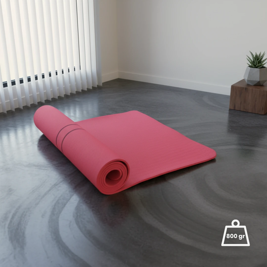 Rebuwo Çift Çizgi Tasarımlı Armonia Yoga Pilates Matı 8 mm Kaymaz Hafif Taşınabilir - Bordo