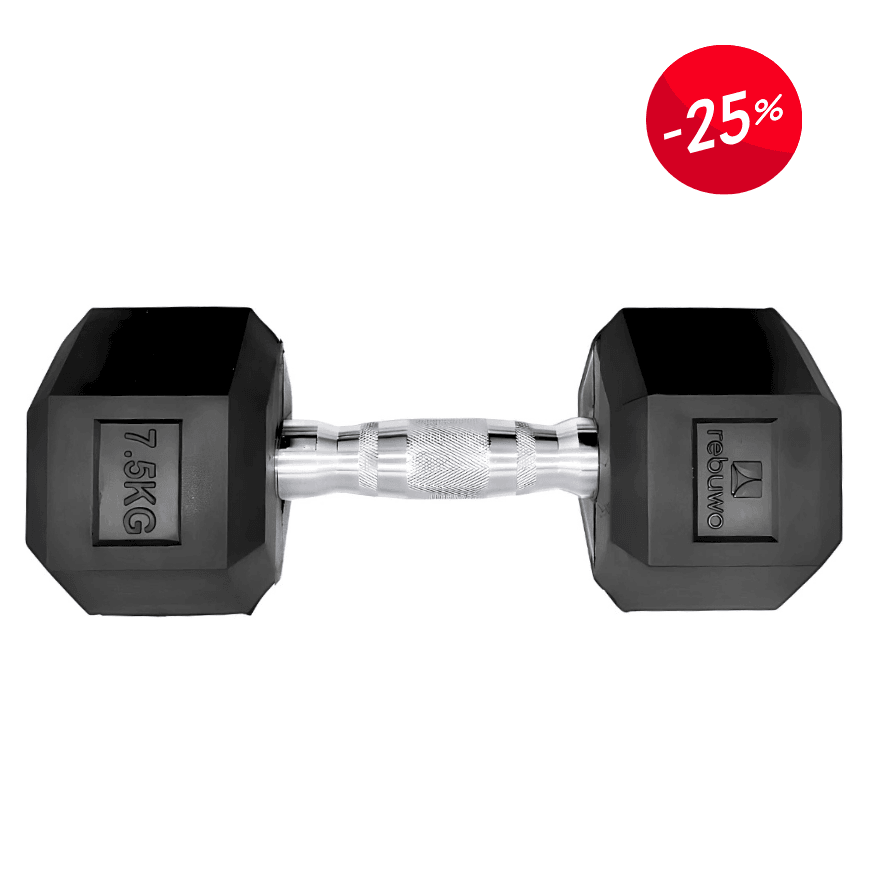 Rebuwo Hex Dambıl Kauçuk Altıgen Dambıl Hex Dumbbell 7.5 KG 1 Adet
