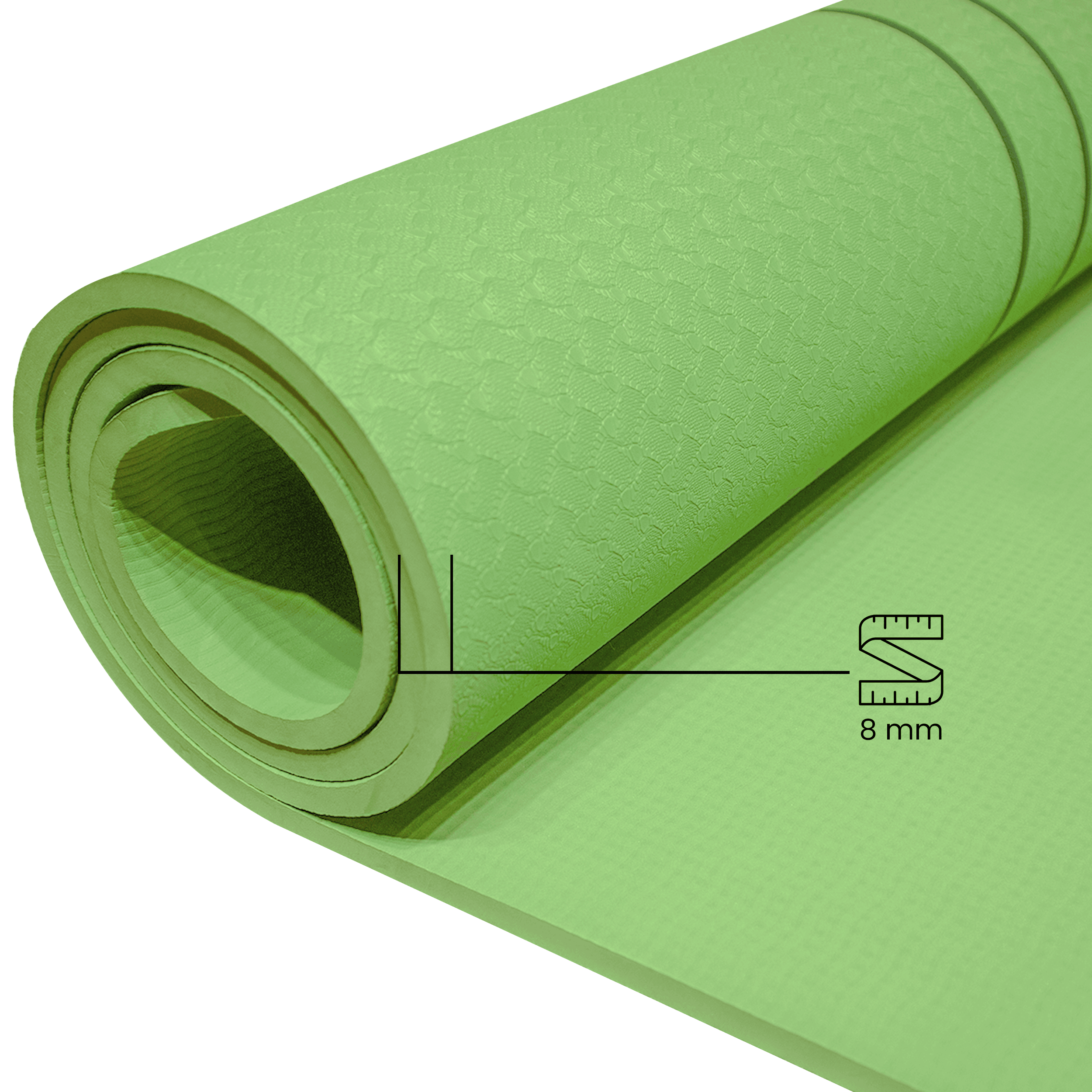 Rebuwo Çift Çizgi Tasarımlı Armonia Yoga Pilates Matı 8 mm Kaymaz Hafif Taşınabilir - Koyu Yeşil