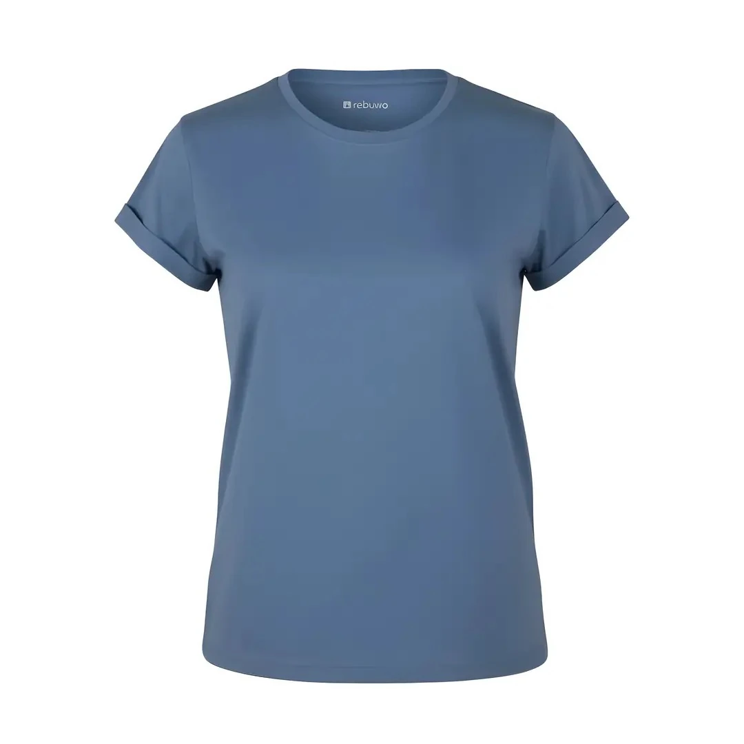 Rebuwo Kadın %100 Pamuk İndigo Tshirt - Bisiklet Yaka, Kısa Kollu, Nefes Alabilen Kumaş
