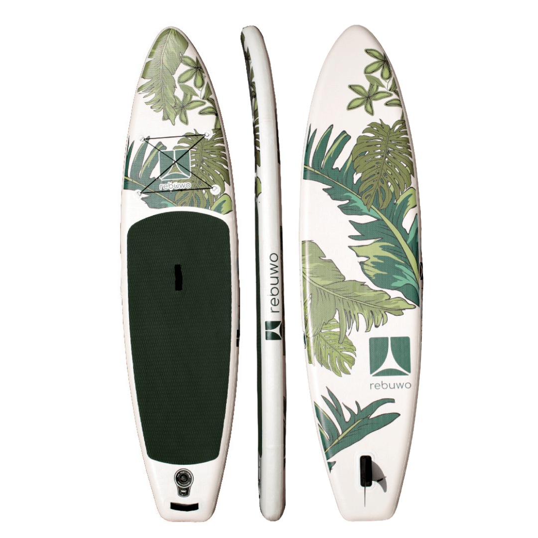 Rebuwo SUP Şişme Sörf Tahtası Stand Up Paddle Board 84*330*15 cm Yeşil Desenli