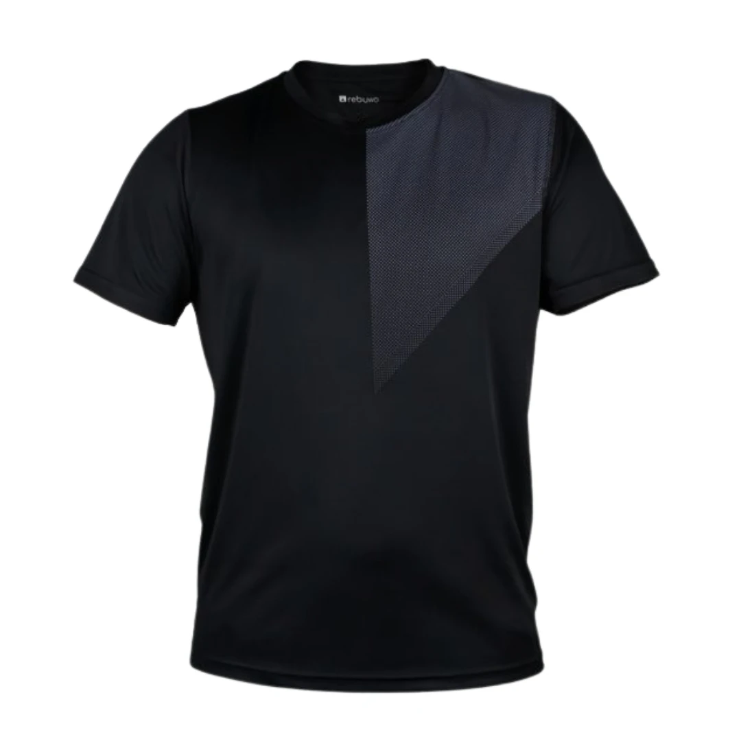 Rebuwo Erkek Siyah Baskılı Tshirt-Bisiklet Yaka, Kısa Kollu,Nefes Alabilen Kumaş