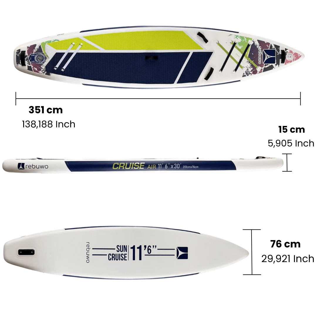 Rebuwo Pro Sup Şişme Sörf Tahtası Stand Up Paddle Board 76*351*15 Cm Yeşil Yarış Board