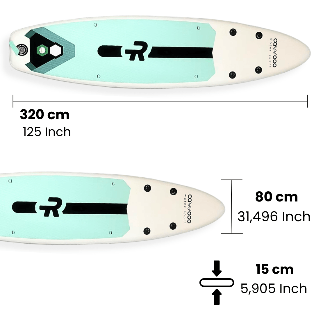 Cawooo Sup Şişme Sörf Tahtası Stand Up Paddle Board 80*320*15 Cm Su Yeşili 