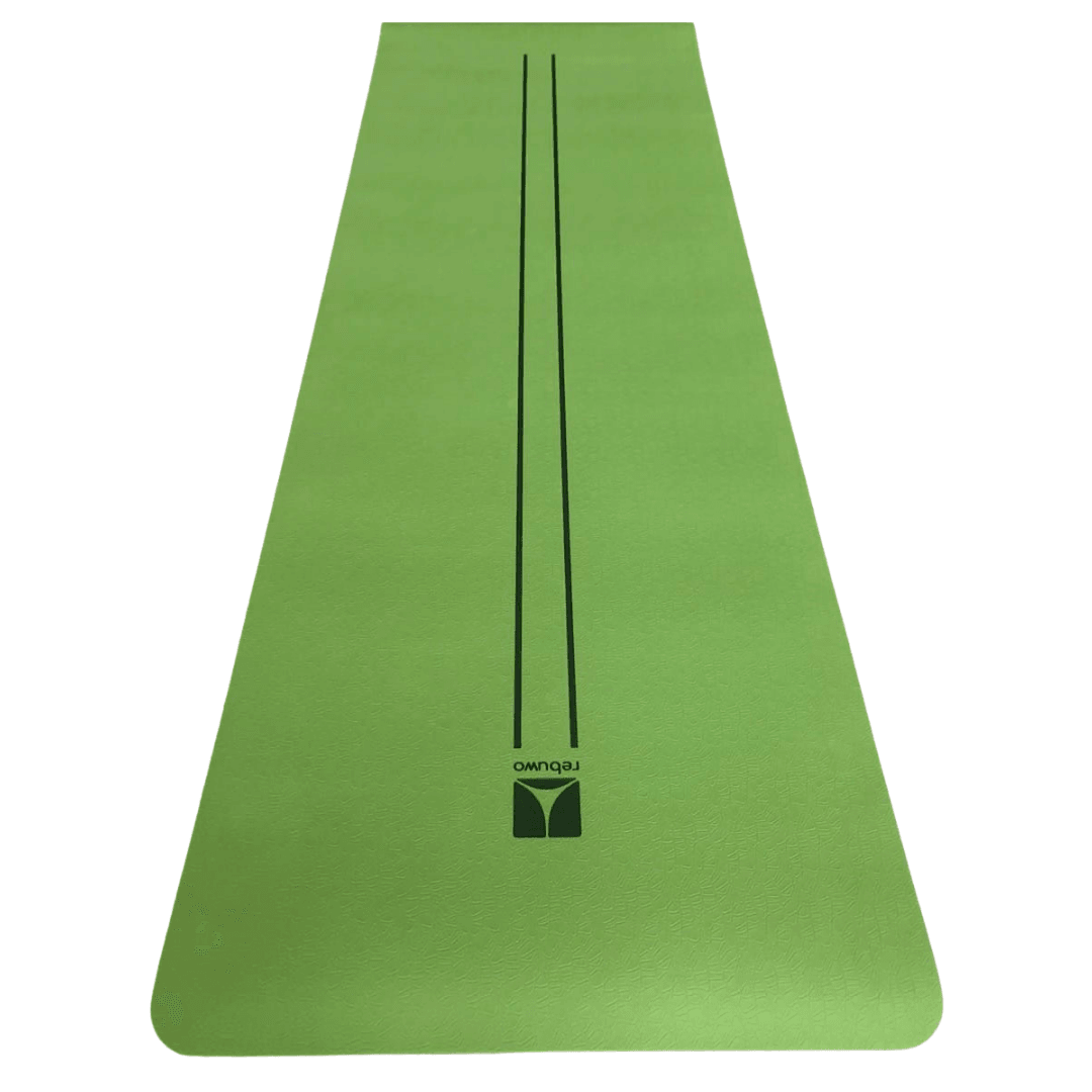 Rebuwo Çift Çizgi Tasarımlı TPE Yoga Pilates Matı 8 mm Kaymaz Hafif Taşınabilir - Koyu Yeşil