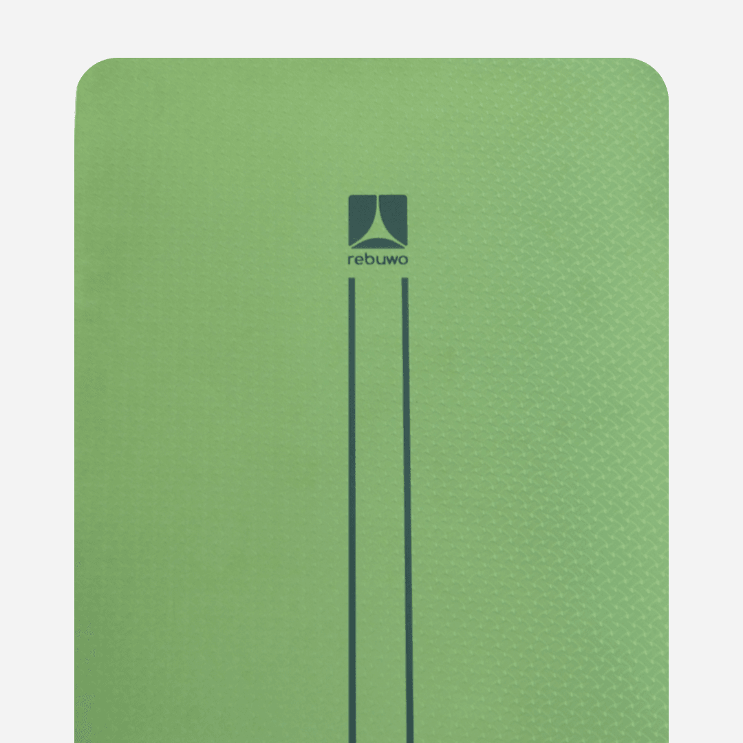 Rebuwo Çift Çizgi Tasarımlı Armonia Yoga Pilates Matı 8 mm Kaymaz Hafif Taşınabilir - Koyu Yeşil