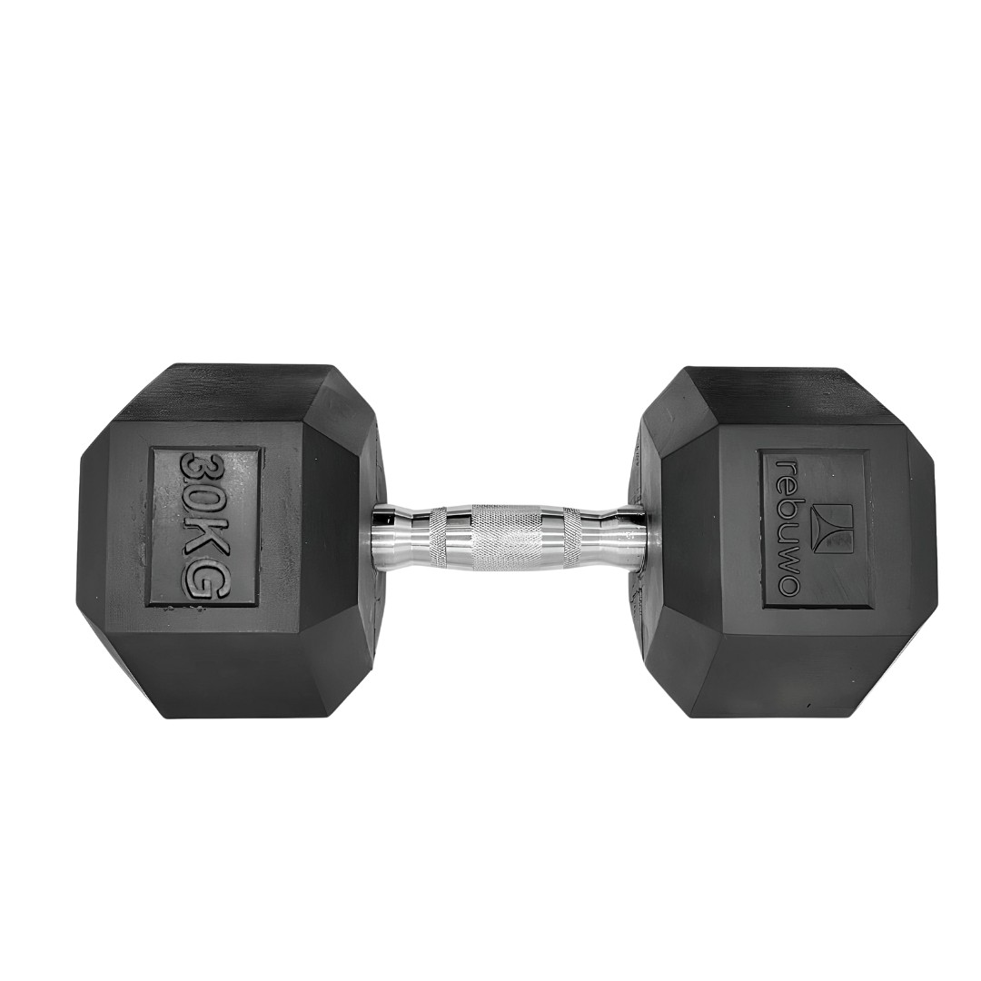 Rebuwo Hex Dambıl Kauçuk Altıgen Dambıl Hex Dumbbell 30 KG 1 Adet