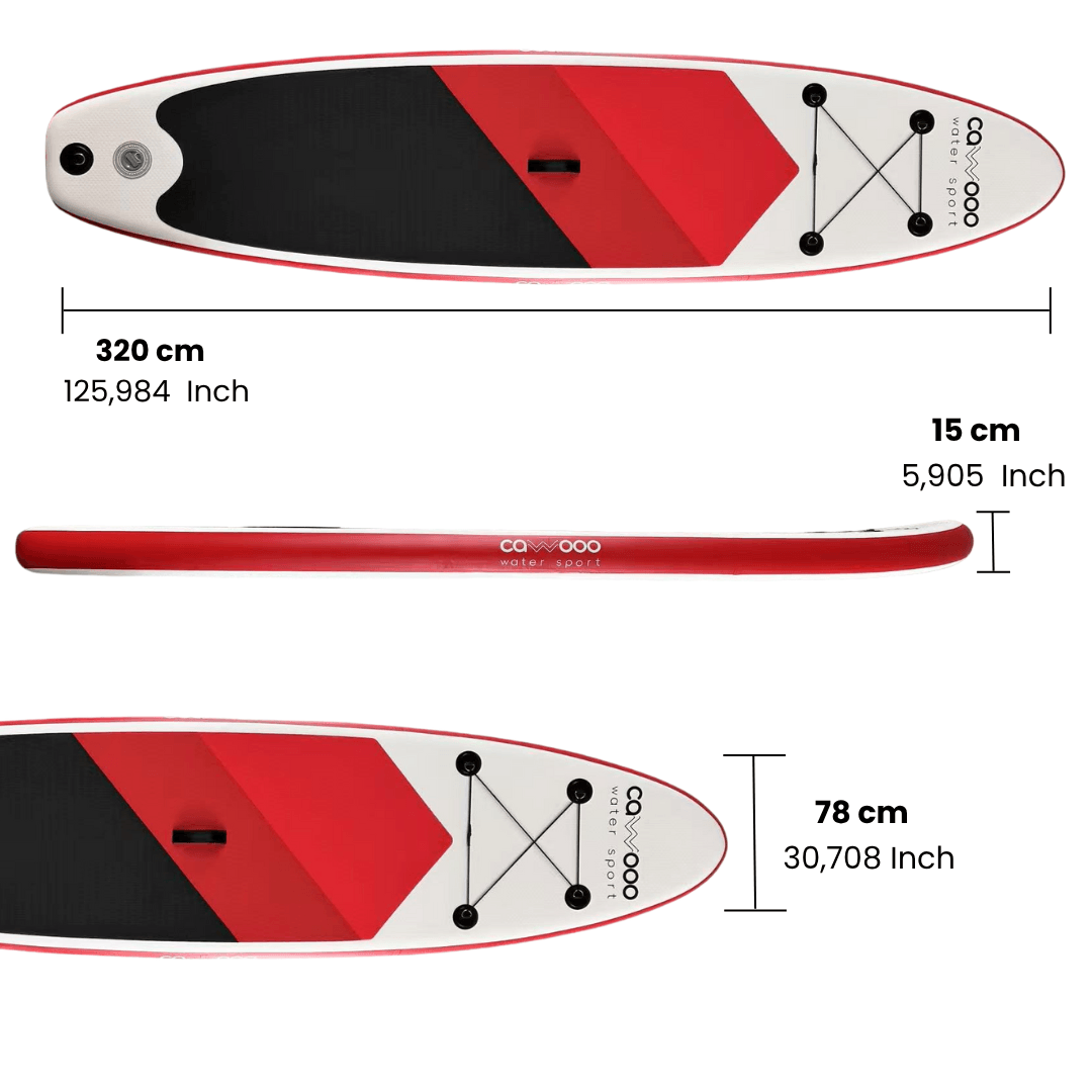 Cawooo SUP Şişme Sörf Tahtası Stand Up Paddle Board 78*320*15 cm Kırmızı