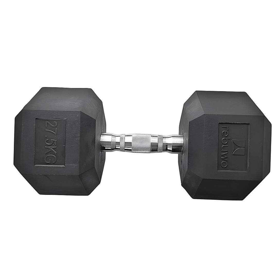 Rebuwo Hex Dambıl Kauçuk Altıgen Dambıl Hex Dumbbell 27.5 KG 1 Adet