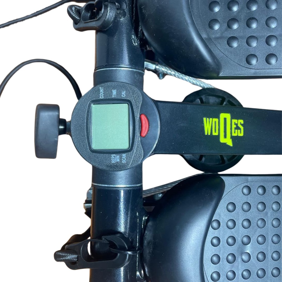 WOQES Direnç Lastikli Mini Stepper Egzersiz Aleti – Kaymaz Pedallı, Çift Amortisörlü, LCD Dijital Göstergeli Kompakt Ev Tipi Kondisyon ve Kardiyo Aleti