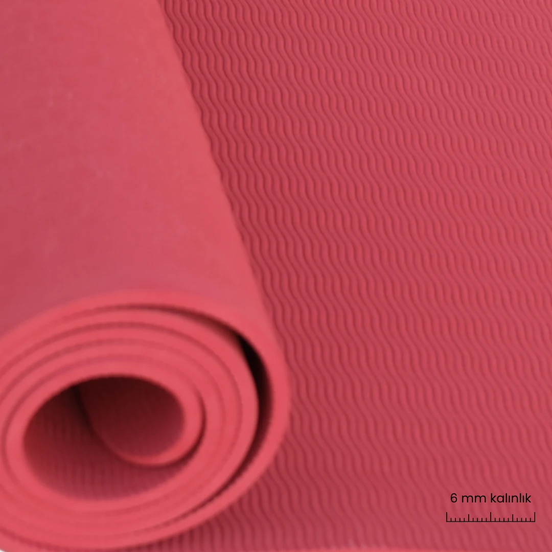 Rebuwo Çift Çizgi Tasarımlı Armonia Yoga Pilates Matı 6mm Kaymaz Hafif Taşınabilir - Bordo