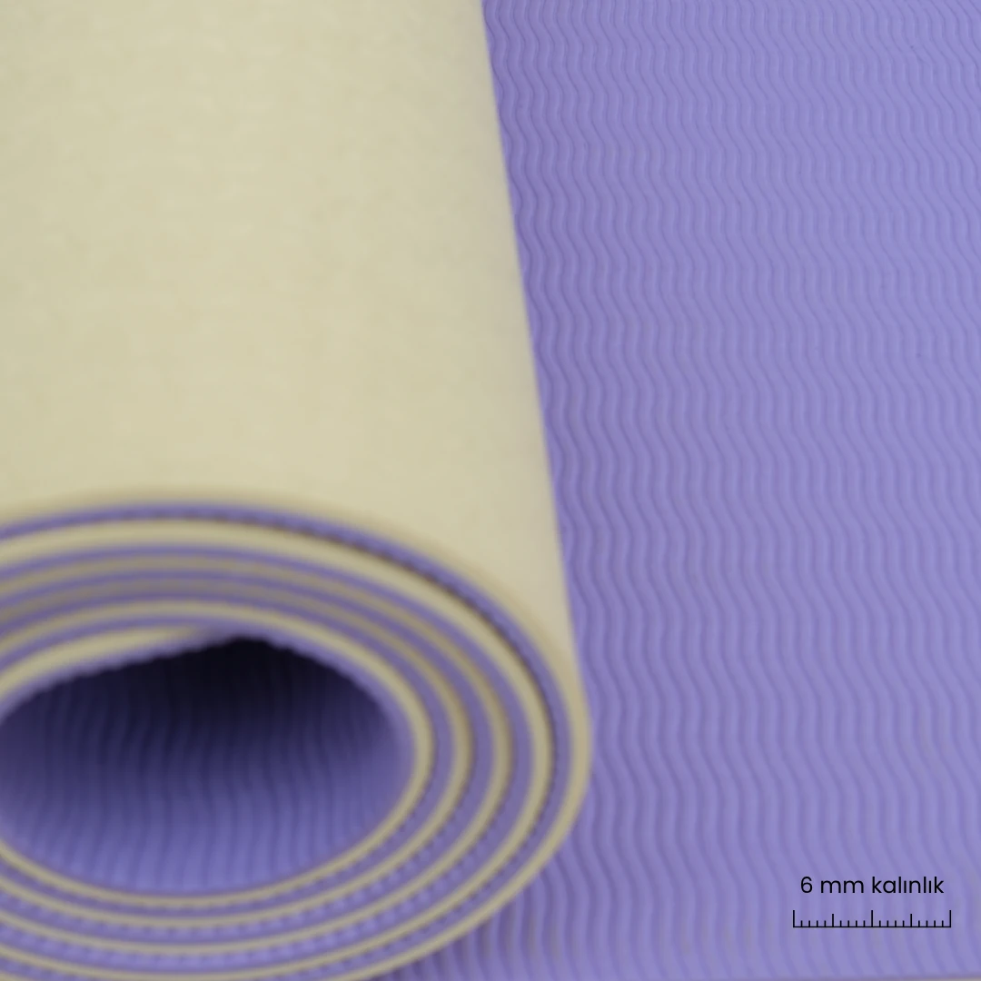 Rebuwo Çift Taraflı Armonia Yoga Pilates Matı 6mm Kaymaz Hafif Taşınabilir – Lila & Sarı (Butter Yellow)