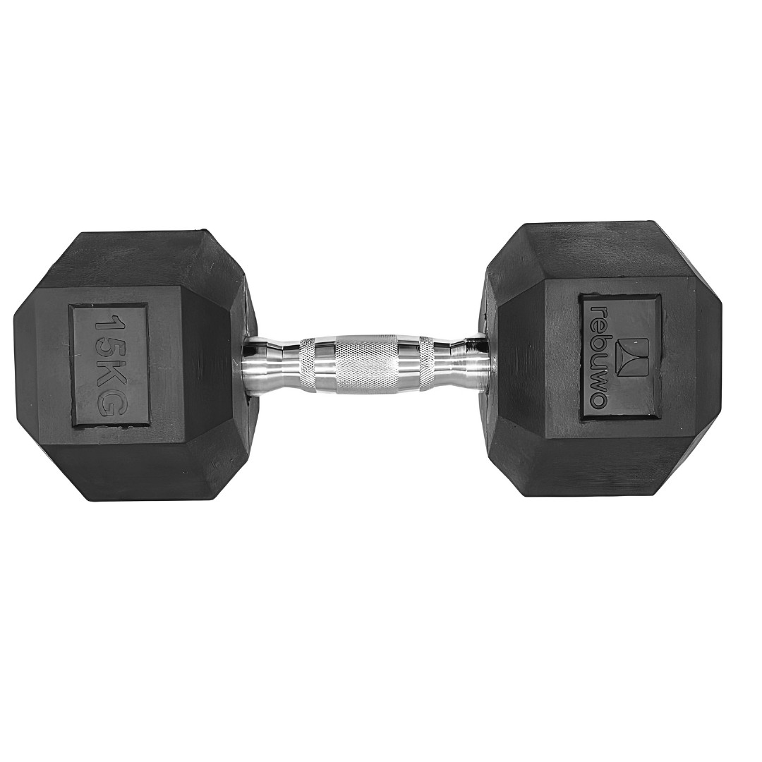 Rebuwo Hex Dambıl Kauçuk Altıgen Dambıl Hex Dumbbell 15 KG 1 Adet