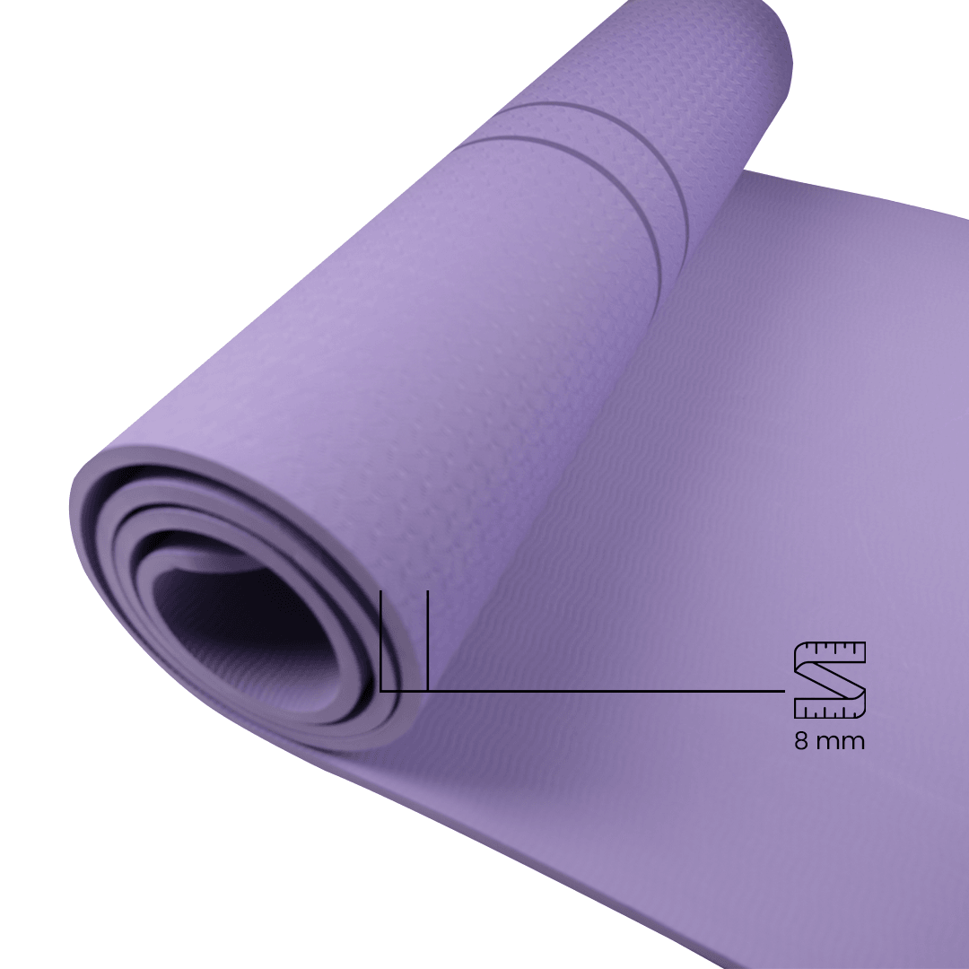 Rebuwo Çift Çizgi Tasarımlı Armonia Yoga Pilates Matı 8 mm Kaymaz Hafif Taşınabilir - Koyu Lila