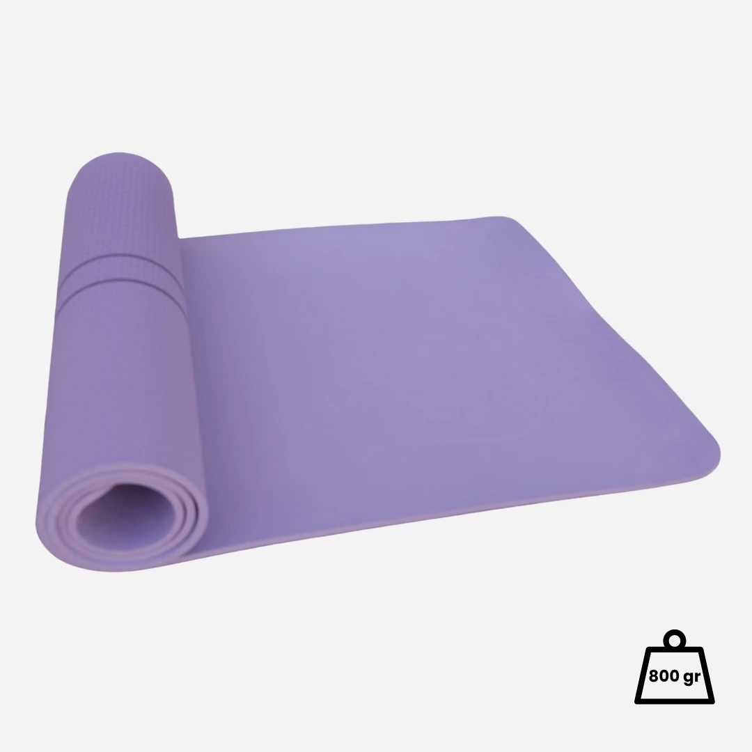 Rebuwo Çift Çizgi Tasarımlı Armonia Yoga Pilates Matı 8 mm Kaymaz Hafif Taşınabilir - Koyu Lila