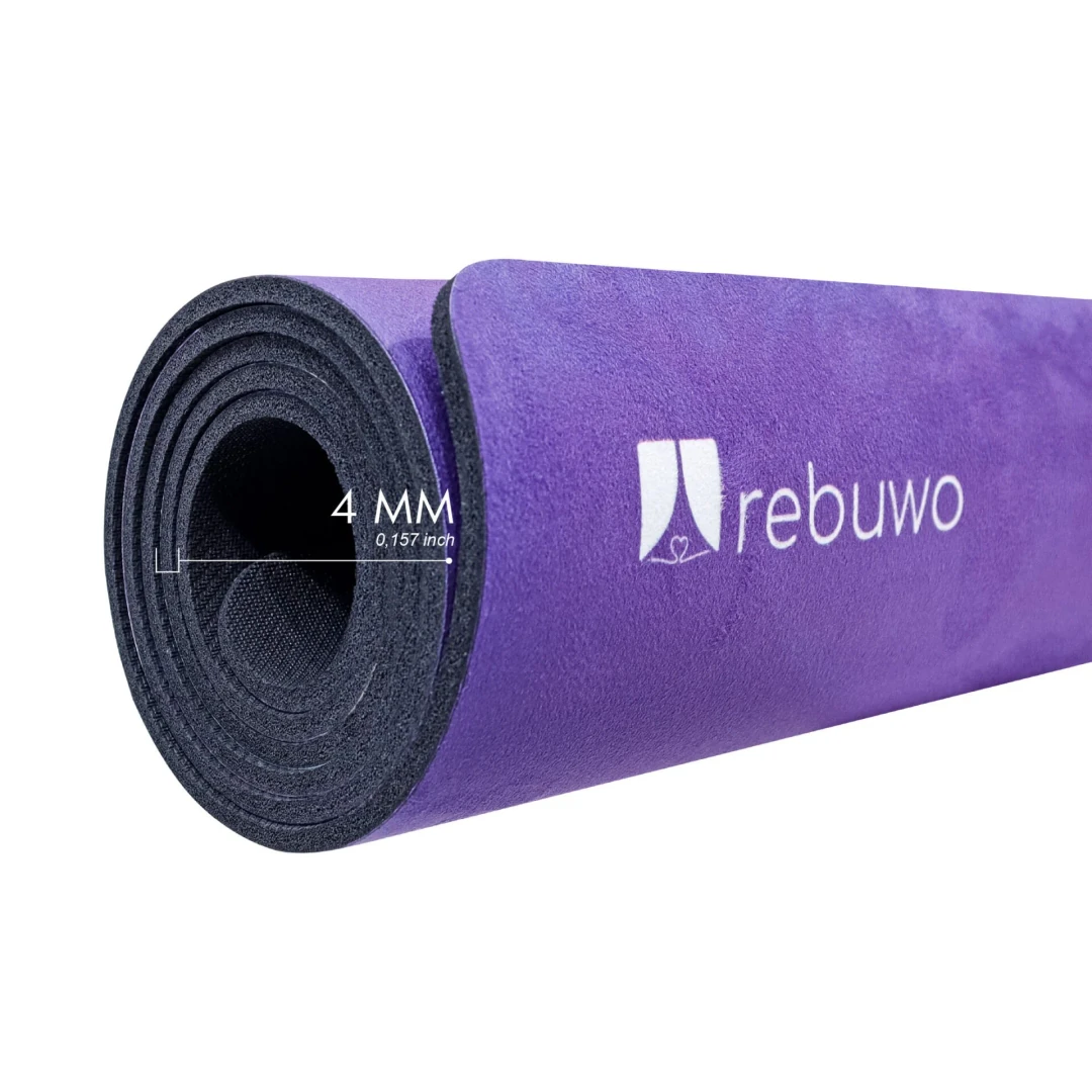 (OUTLET) Rebuwo Mor Geyik Desenli, Kaymaz 4mm Doğal Kauçuk Süet Çocuk Yoga ve Pilates Matı – Eğlenceli & Dayanıklı Purple Deer, Kids Yoga – Fun & Durable