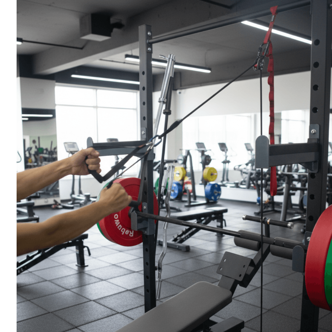 Rebuwo Ağırlık İstasyonuna Uyumlu Halatlı Makara Sistemi – Direnç ve Çekiş Antrenmanı(8 Kademeli Esneme Kayışı,Karabinalı)