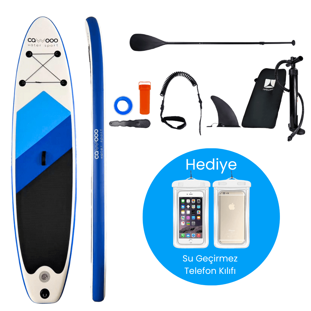Cawooo SUP Şişme Sörf Tahtası Stand Up Paddle Board 78*320*15 cm Mavi