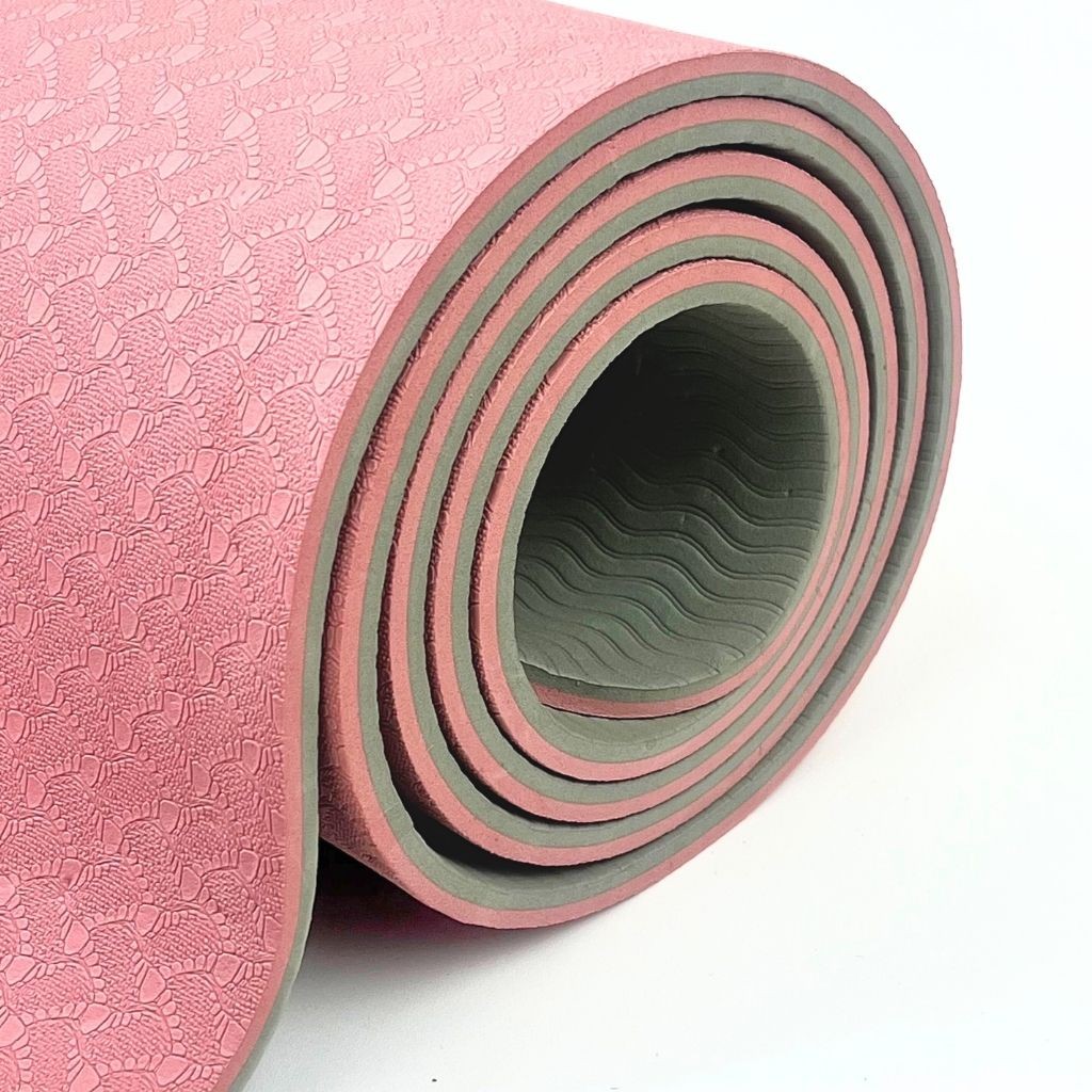 Rebuwo Çift Renkli 6mm TPE Yoga Pilates Mat Pembe&Açık Yeşil