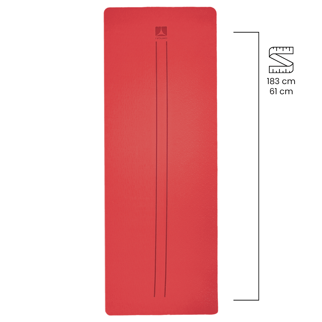 Rebuwo Çift Çizgi Tasarımlı Armonia Yoga Pilates Matı 6mm Kaymaz Hafif Taşınabilir - Bordo
