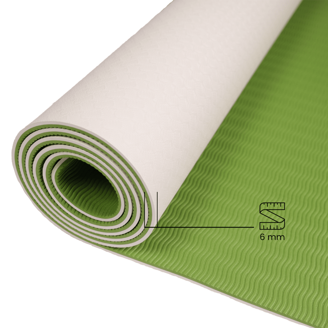 Rebuwo Çift Taraflı Armonia Yoga Pilates Matı 6mm Kaymaz Hafif Taşınabilir – Yeşil & Krem