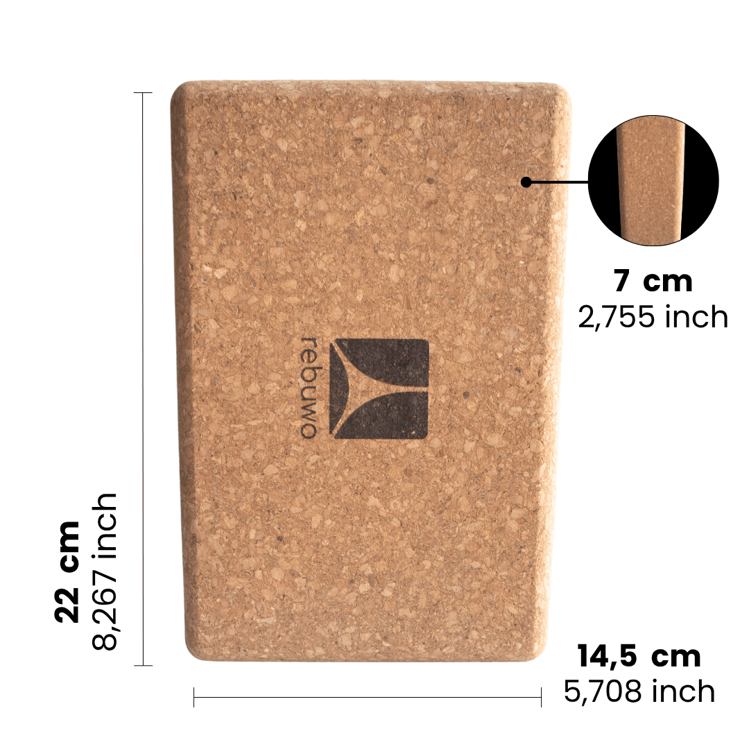 Rebuwo Doğal Mantar Yoga Bloğu, Ekstra Destek ve Stabilite, Natural Cork Yoga Block,Eco-Friendly