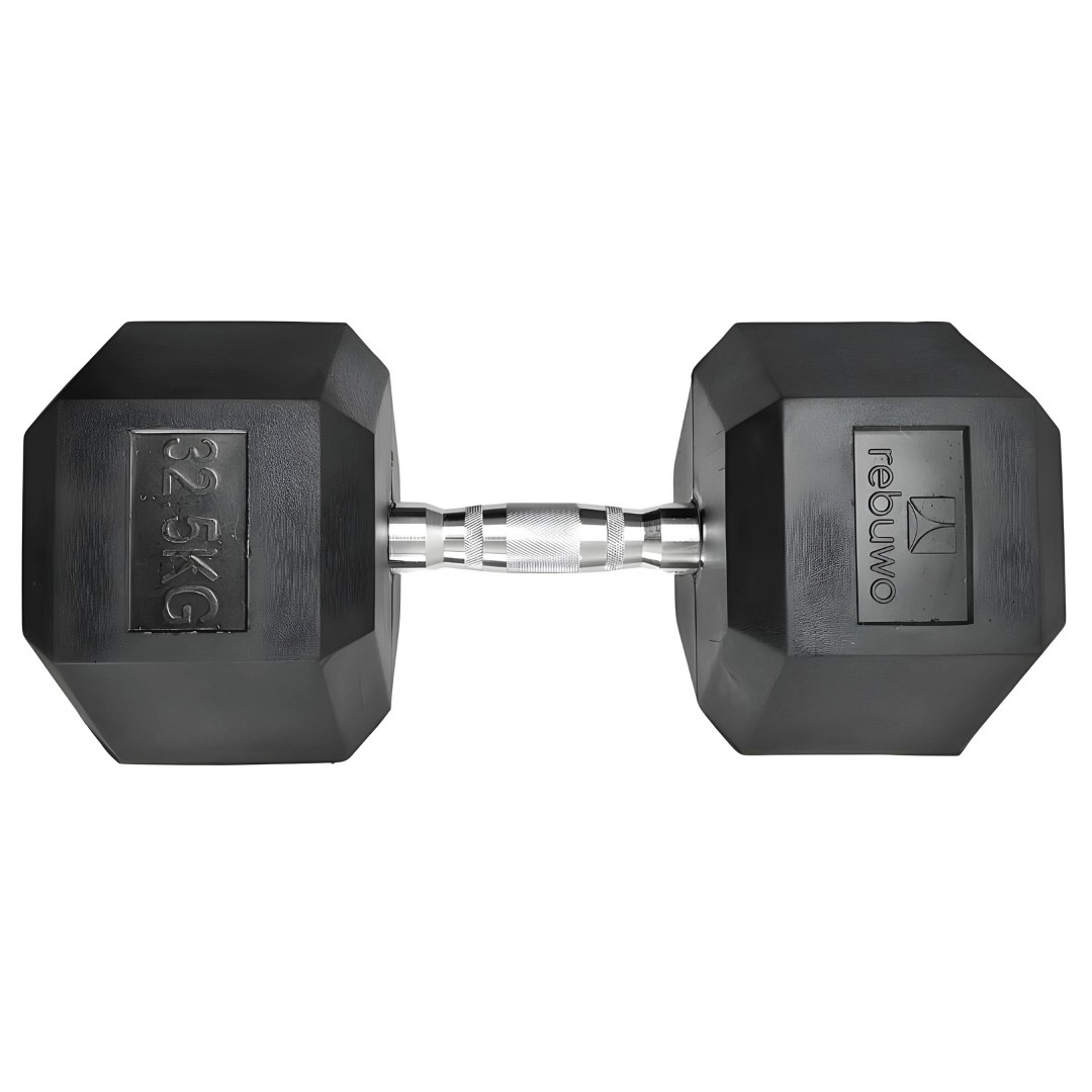 Rebuwo Hex Dambıl Kauçuk Altıgen Dambıl Hex Dumbbell 32.5 KG 1 Adet