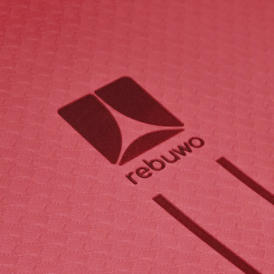 Rebuwo Çift Çizgi Tasarımlı Armonia Yoga Pilates Matı 8 mm Kaymaz Hafif Taşınabilir - Bordo