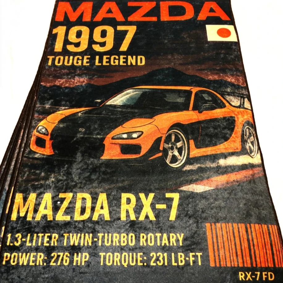 Mazda RX-7 FD 1997 Rotary Motor Efsanesi Dekoratif Halı (60x90 cm)