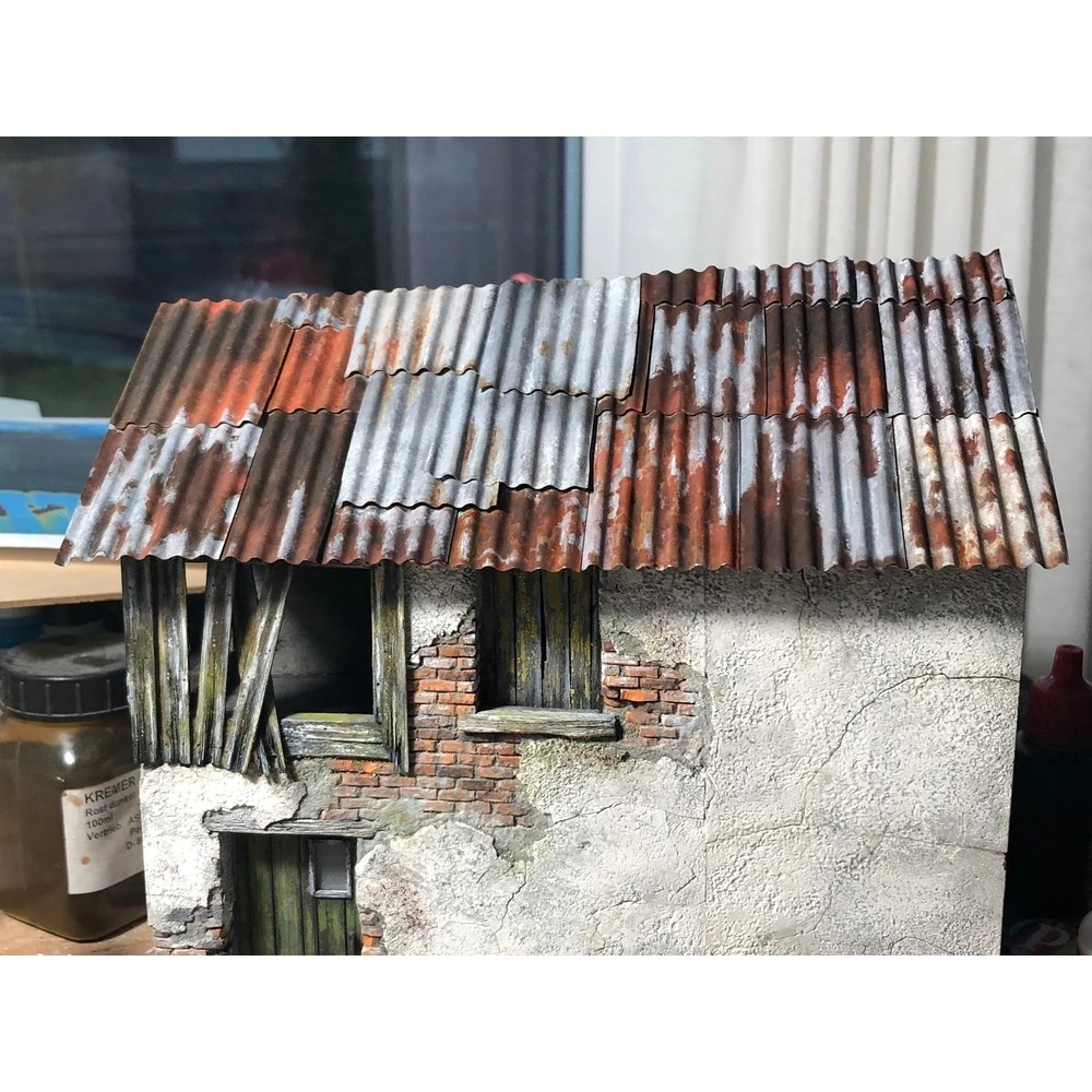 1/35 Oluklu Aluminyum Çatı Levhası 7,3X3,4 cm 4 Adet