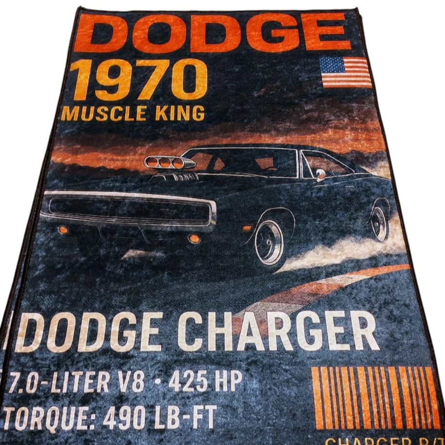 Dodge Charger Halı 1970 Muscle Car Temalı Dekoratif Halı (60x90 cm)
