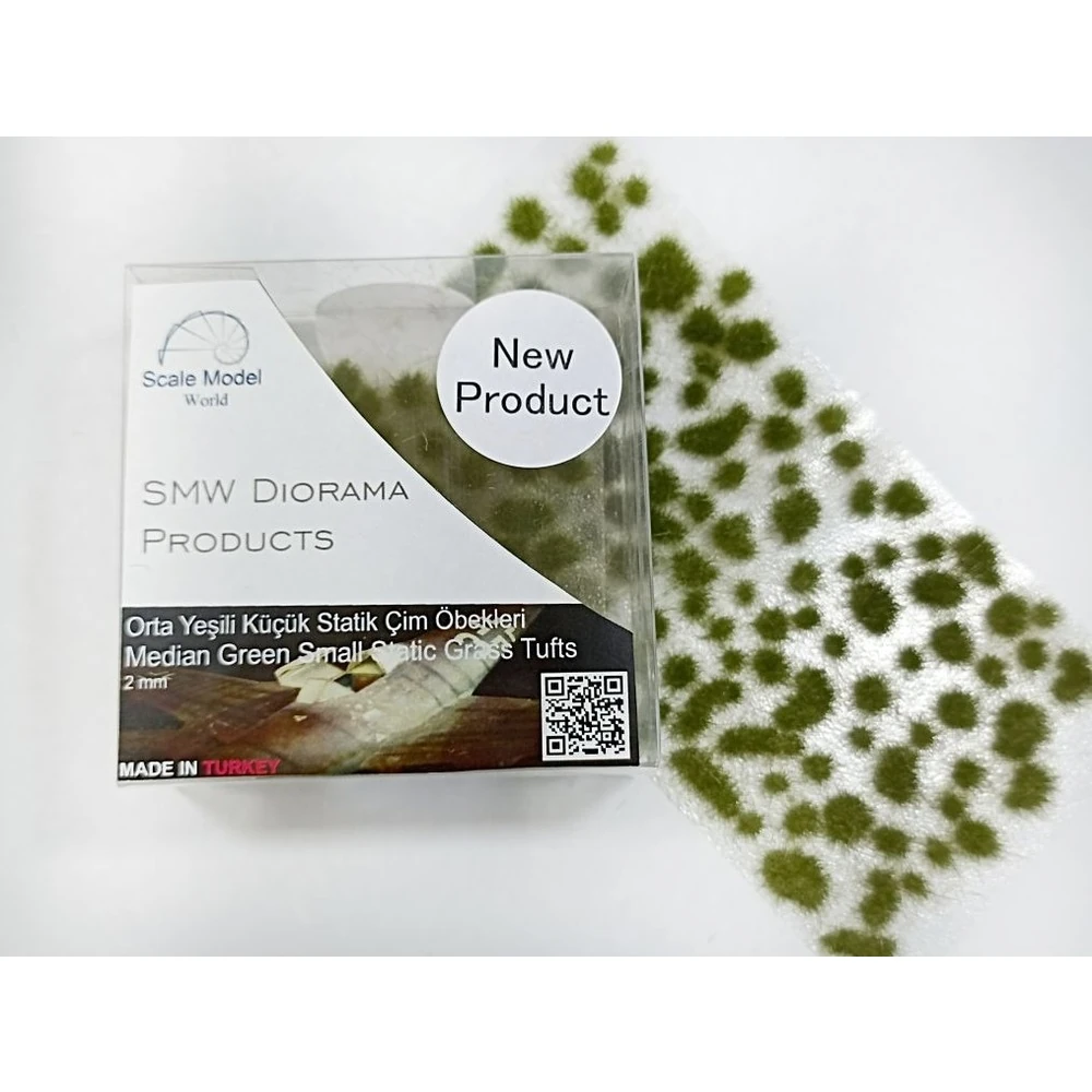 SMW Statik Çim Öbekleri 2mm Orta Yeşil Küçük (Kendinden Yapışkanlı)