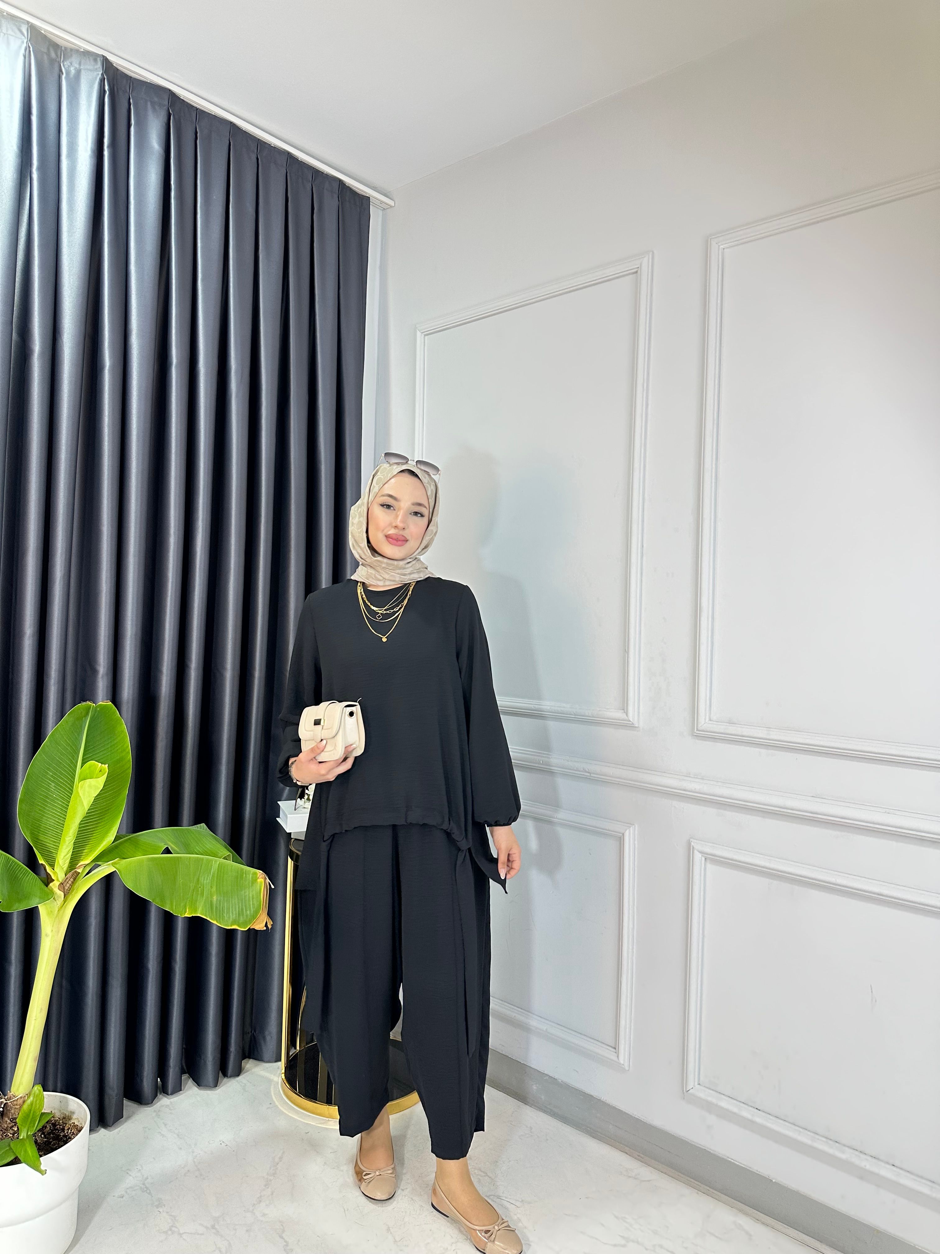 Ayrobin Şalvar Takım - SİYAH